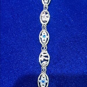 Yellow gold Blue Crystal Link Bracelet - Women Jewelry